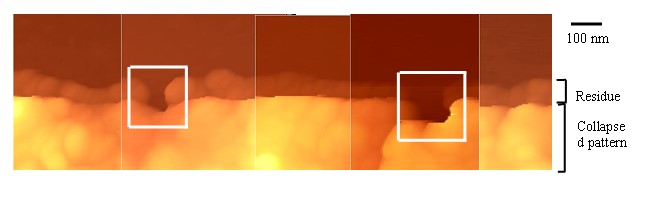 線幅60nmのラインパターンの付着界面状態