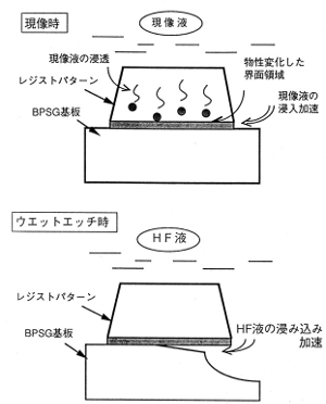 溶液中での接着不良モデル